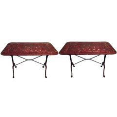 Pair of French Painted Metal Bistro Tables
