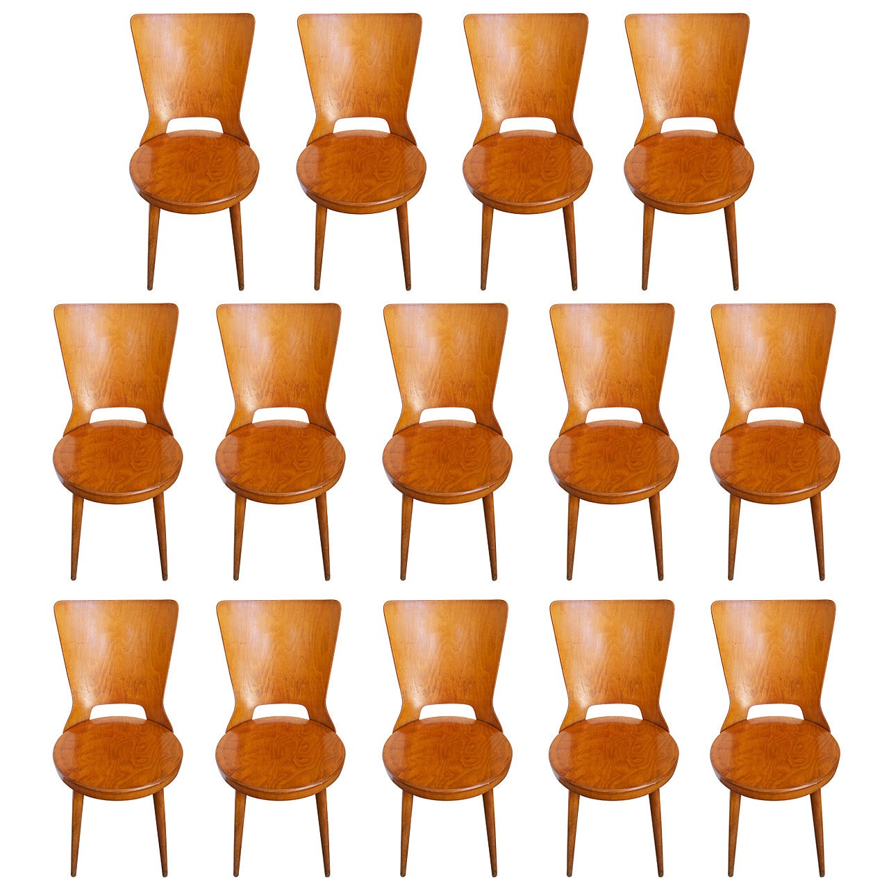 Set of 14 Mid-Century Baumann Bistro Chairs