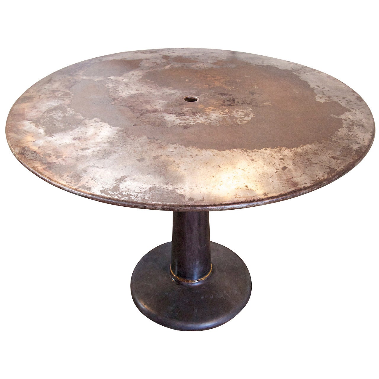 French Industrial Metal Gueridon Table