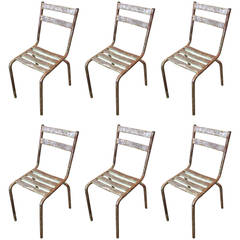 Retro Set of Six French Industrial Bistro Chairs