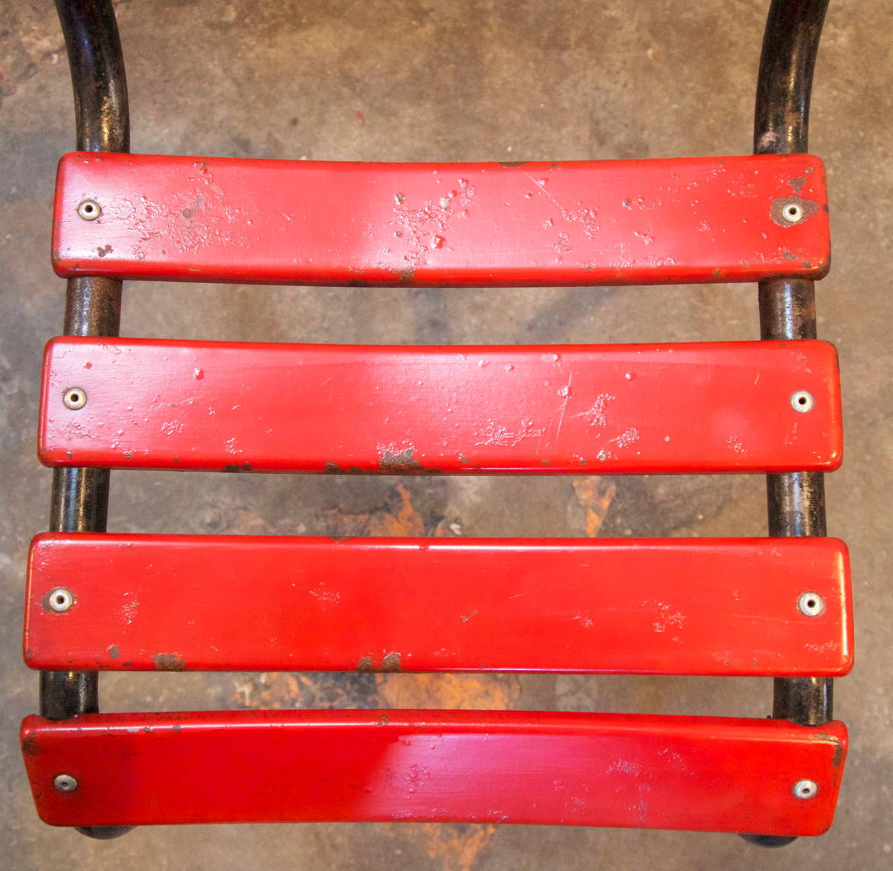 Set of Four French Industrial Metal Bistro Chairs In Good Condition In San Francisco, CA