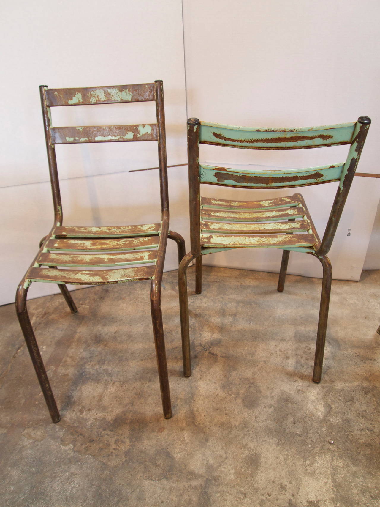 Set of Six French Industrial Bistro Chairs In Good Condition In San Francisco, CA