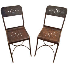 Pair of French Industrial Garden Chairs