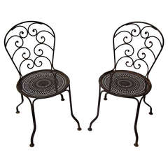 Pair of French Wrought Iron Garden Chairs