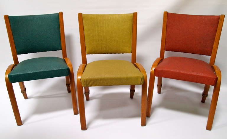 Mid-Century Modern Set of Six Mid Century Upholstered Bentwood Chairs