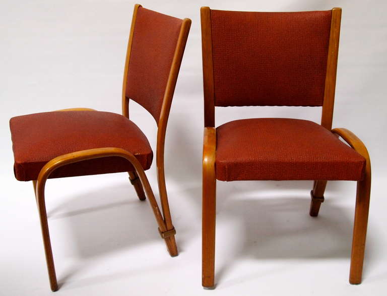 Set of Six Mid Century Upholstered Bentwood Chairs In Good Condition In San Francisco, CA
