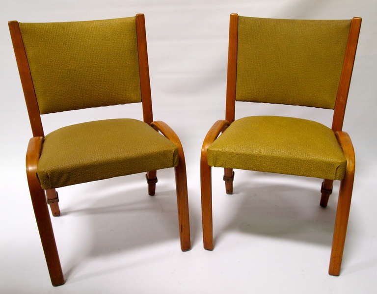 Mid-20th Century Set of Six Mid Century Upholstered Bentwood Chairs