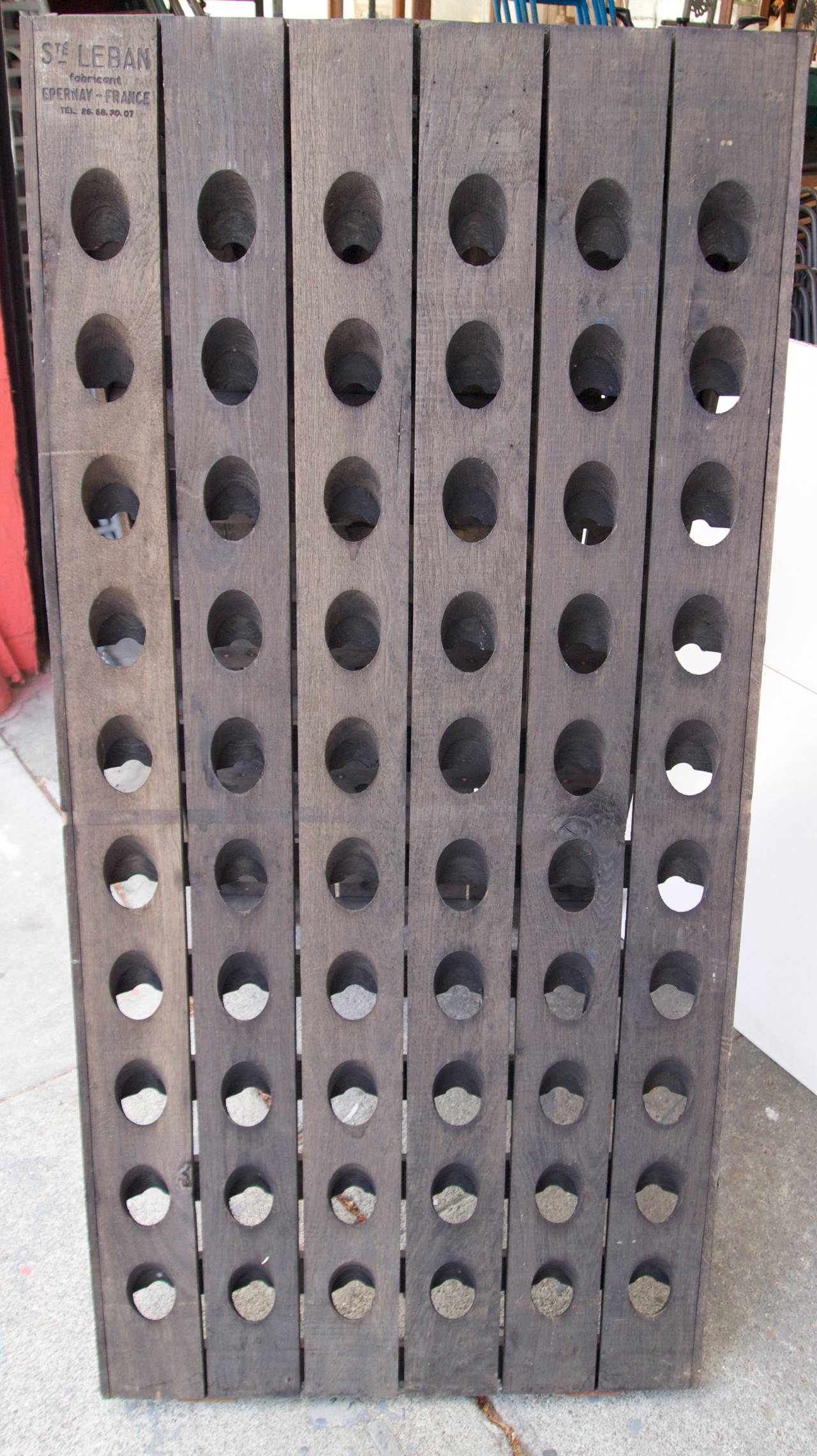 FRENCH OAK RIDDLING RACK BY Ste LEBAN OF EPERNAY FRANCE IN SUPERB CONDITION, Double sided A-Frame with 120 champagne bottle capacity