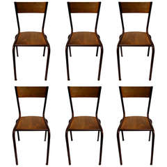 Set of 6 French Industrial School Chairs