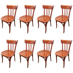 Antique Set of Eight French Bentwood Bistro Chairs
