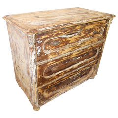 Antique French 19th Century Stripped Chest of Drawers