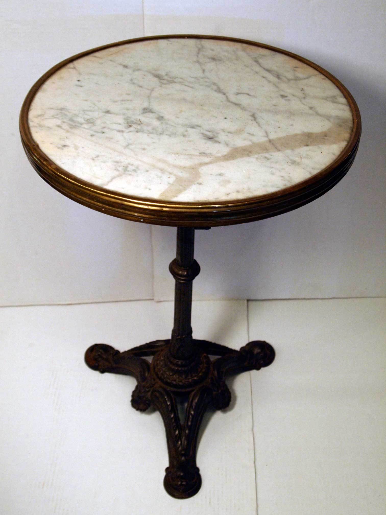 French Marble Gueridon Bistro Table