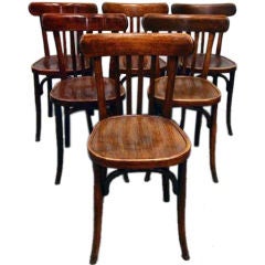 Set Of Six French  Wood Bistro Chairs