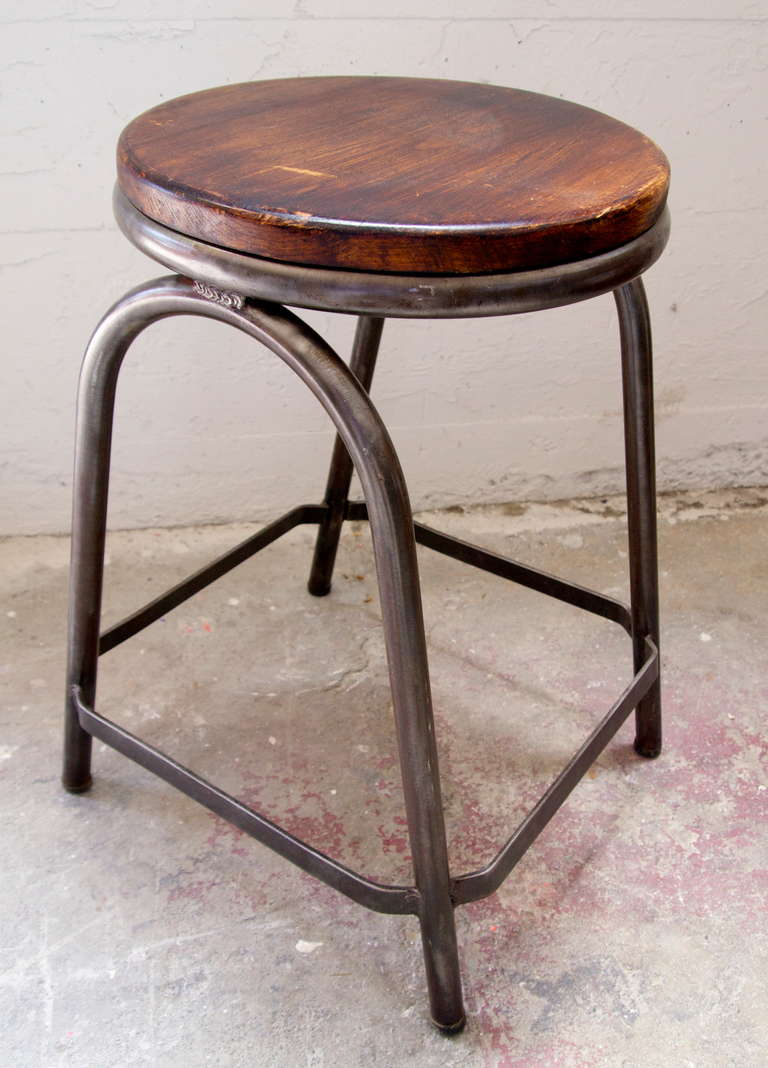 Stained French Industrial Stool