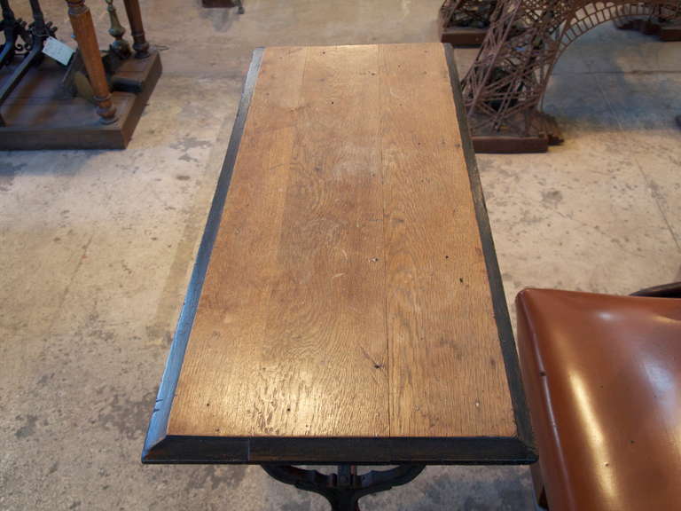 19th Century French Oak Wood Top Bistro Table
