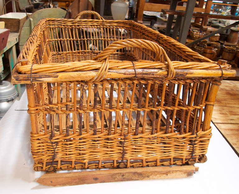 19th Century French Large Flower Market Basket