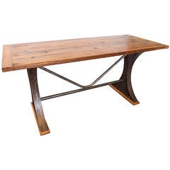 Tall Oak and Iron French Industrial Table 10