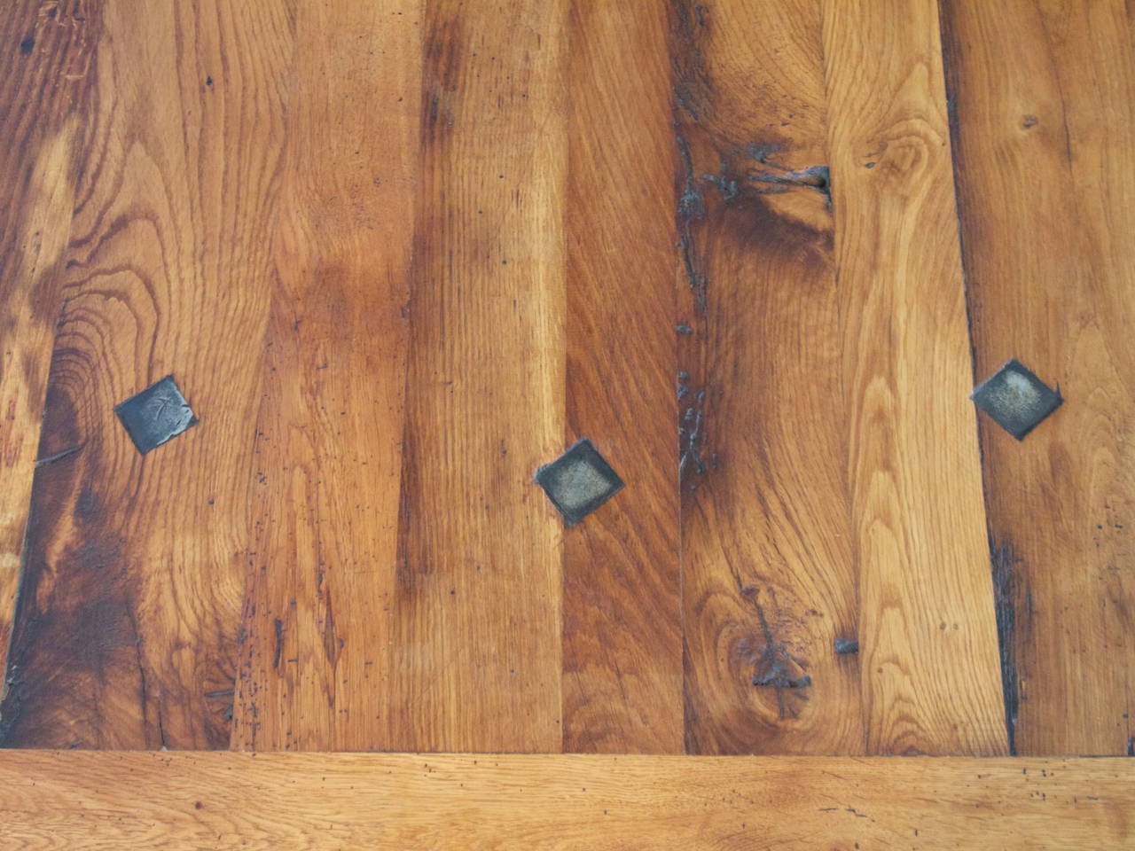 19th Century Tall Oak and Iron French Industrial Table