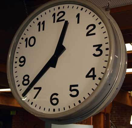 French Double Sided Hanging Train Station Clock