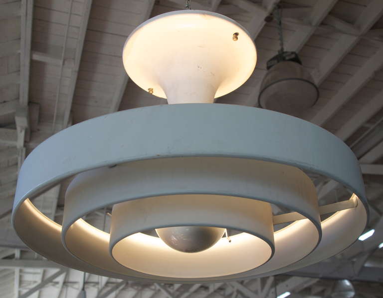 Mid-Century Three Ring Industrial Ceiling Light 3