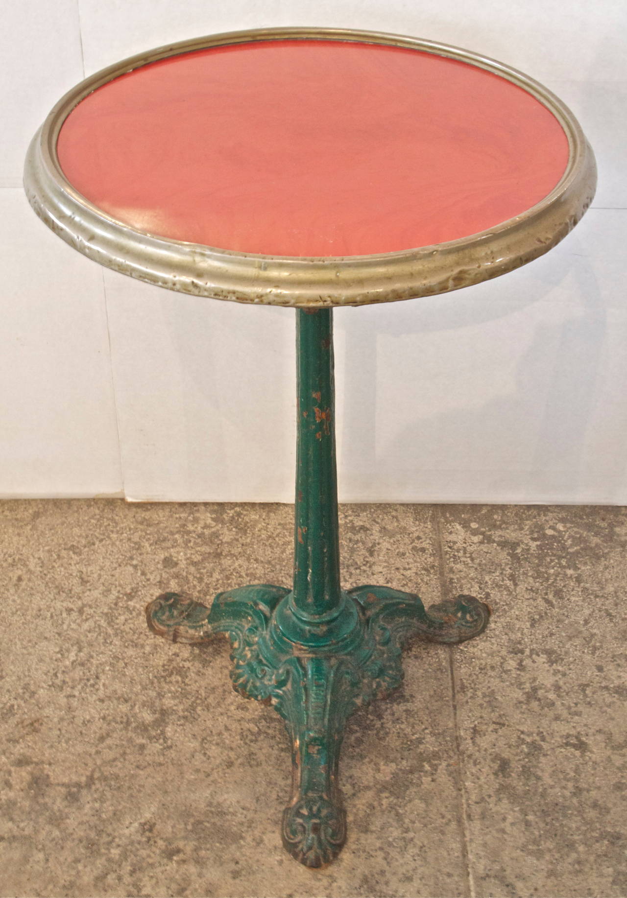 Iron French Opaline Glass Top Bistro Table