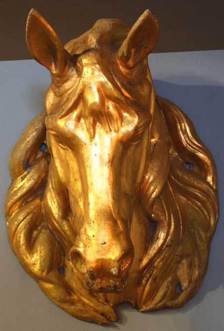 French  Mercantile Horse Head in Tin