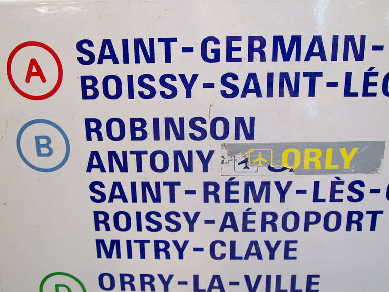French Paris Enamel On Metal Metro Sign