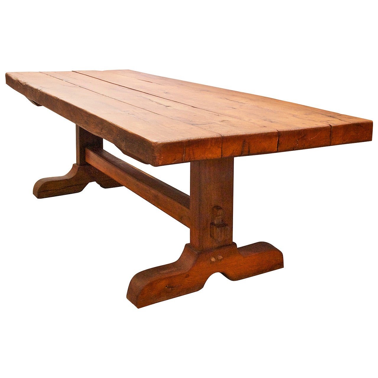 Large French Chestnut Trestle Table