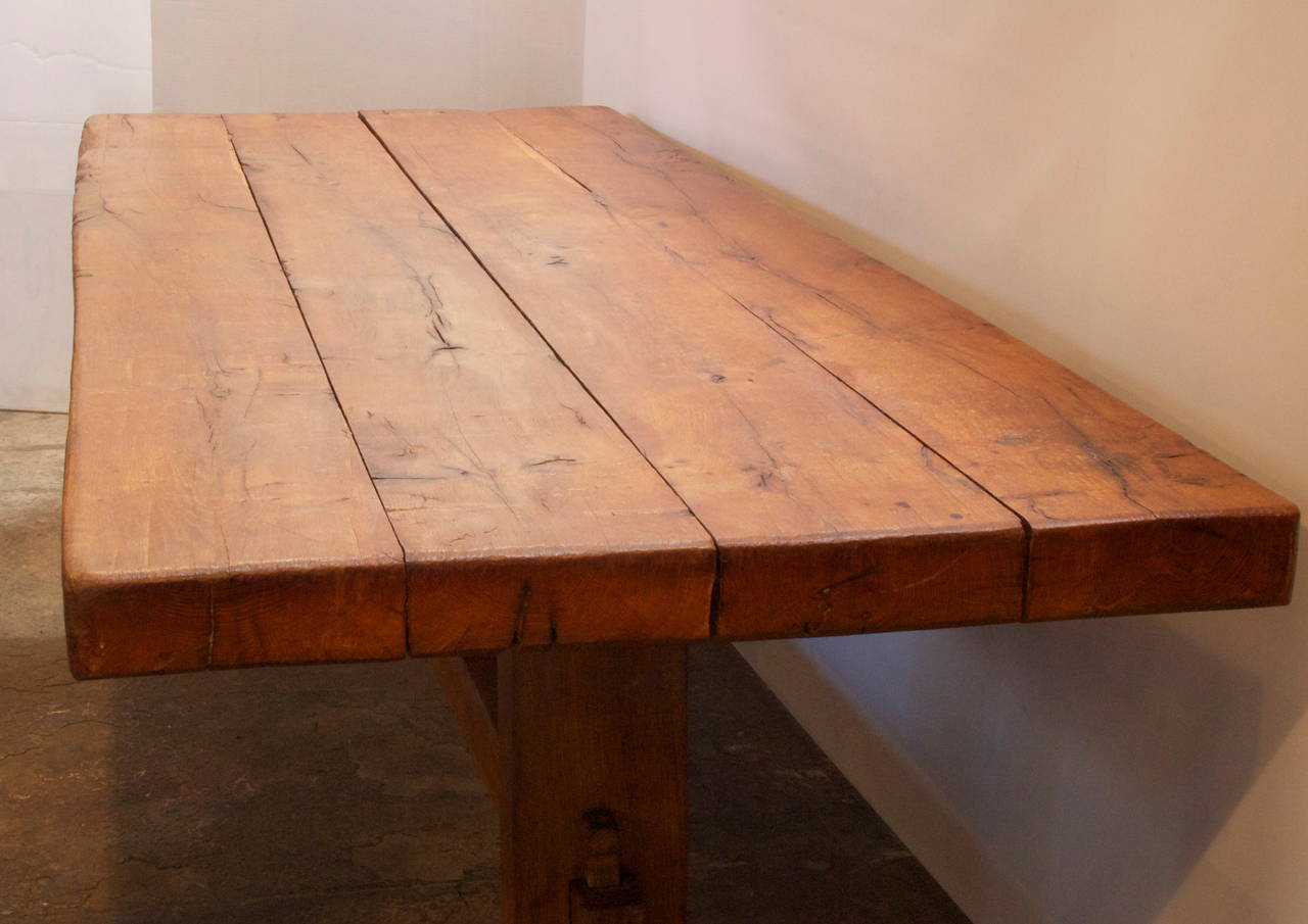 Joinery Large French Chestnut Trestle Table