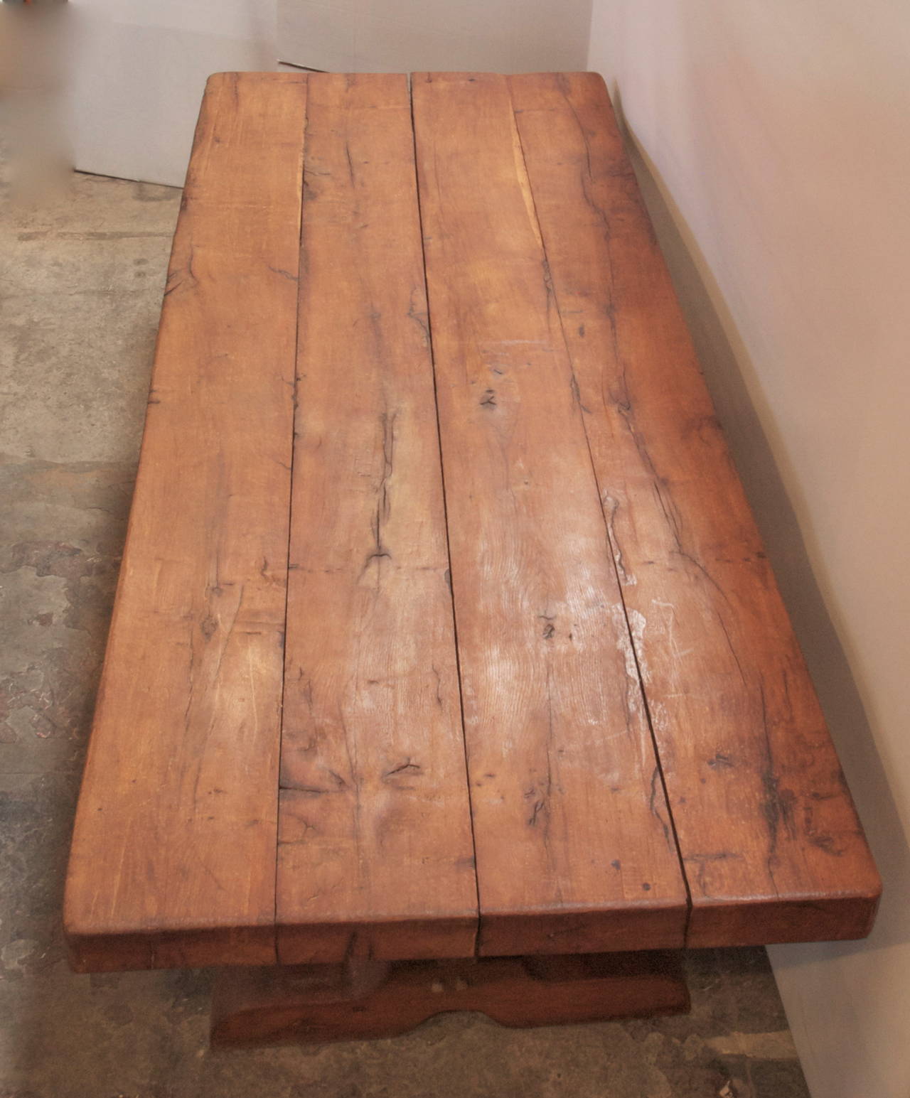 Large French Chestnut Trestle Table 2