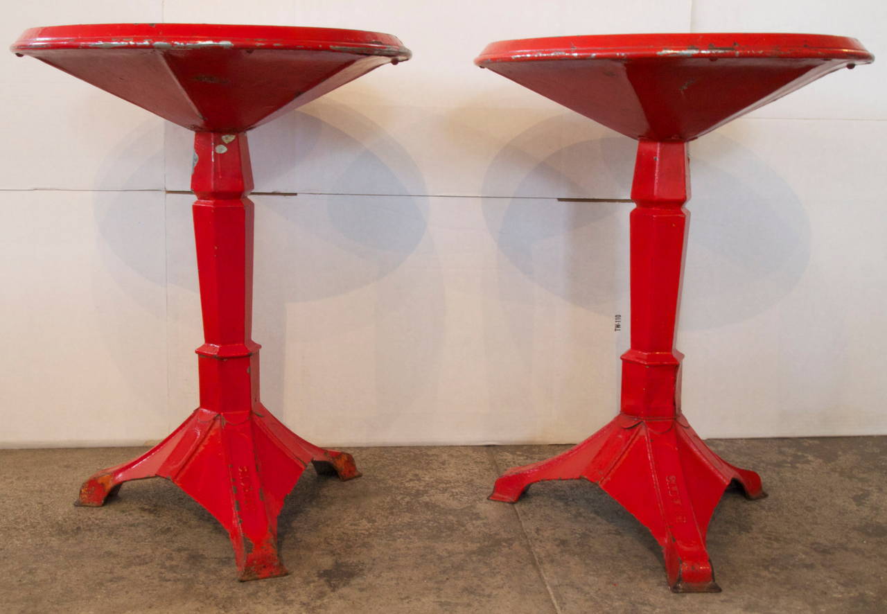 Pair of French Industrial Bistro Gueridon For Sale 3