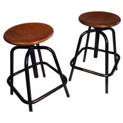 Pair of French industrial stools