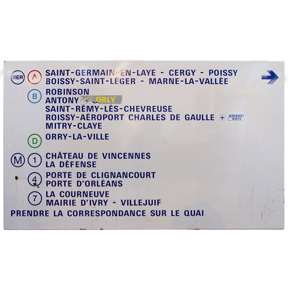Paris Enamel On Metal Metro Sign