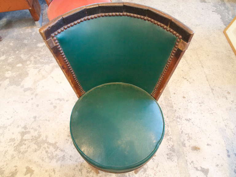 20th Century French Oakwood Upholstered  Wine Barrel Chairs