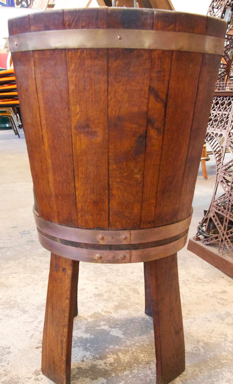 French Oakwood Upholstered  Wine Barrel Chairs 1