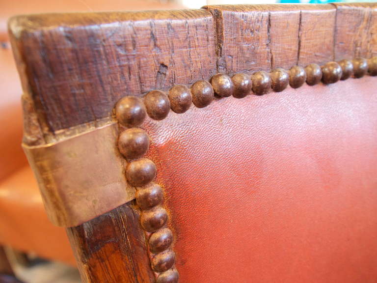 French Oakwood Upholstered  Wine Barrel Chairs 3