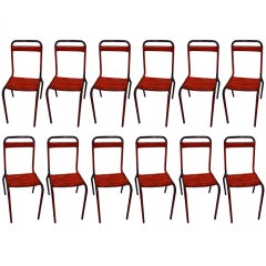 Set of 4 French Industrial Metal Bistro Chairs