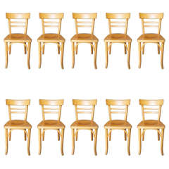Set of Ten Baumann Wood Bistro Chairs