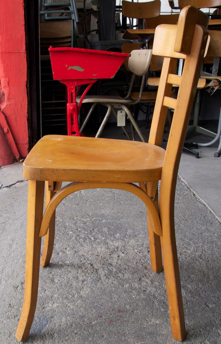 French Set of Ten Baumann Wood Bistro Chairs