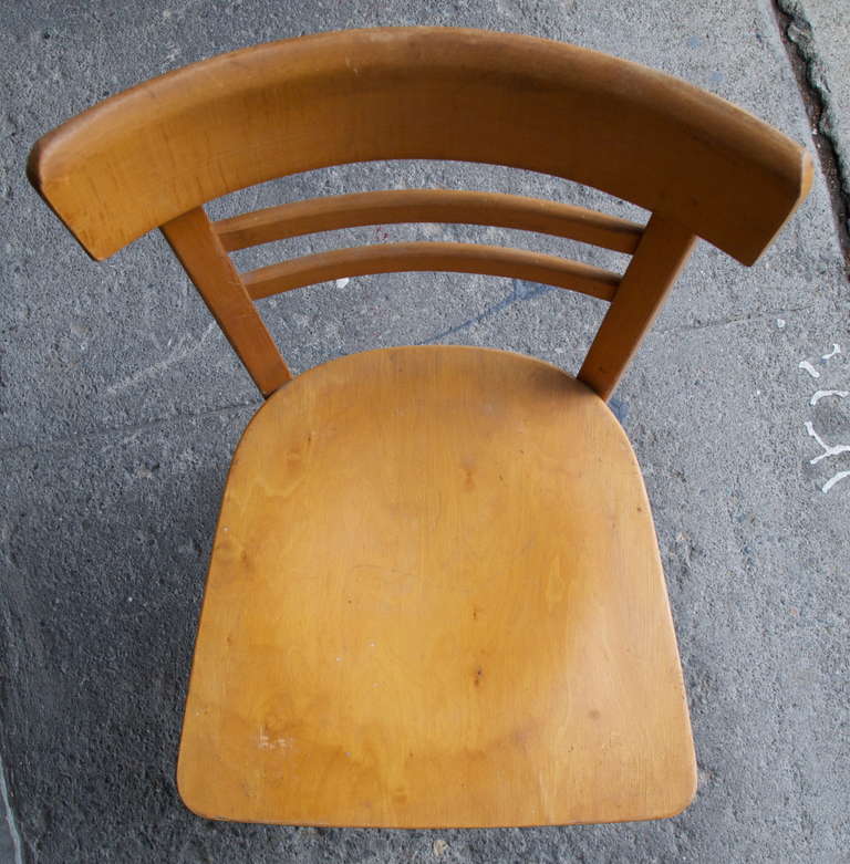Stained Set of Ten Baumann Wood Bistro Chairs
