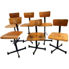 Set of 5 French Industrial School Chairs