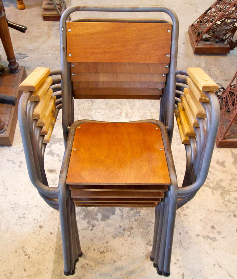 Set of 12 French Industrial Armchairs 2