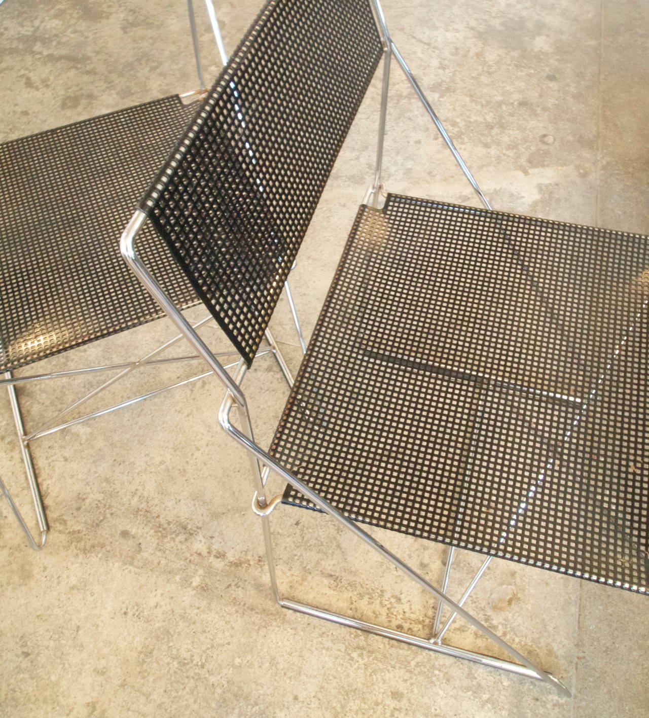 20th Century Pair of Mid Century X-Line Metal Chairs