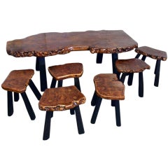 coffee table with 6 stools Unique Burl Wood Wine Tasting/coffee Table
6 Matching Stools