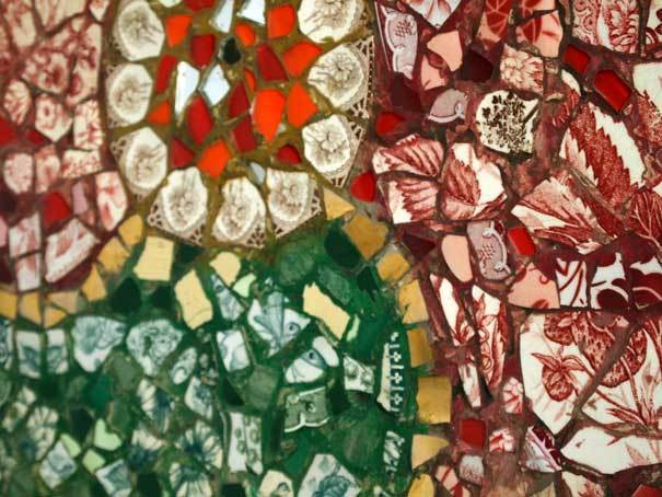 Art Nouveau Mosaic porcelain Top  Garden/Bistro  Gueridon Table