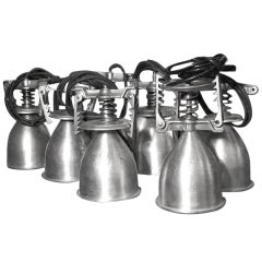Set of 6 French Industrial Hanging Lights