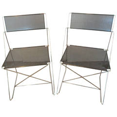 Pair of Mid Century X-Line Metal Chairs