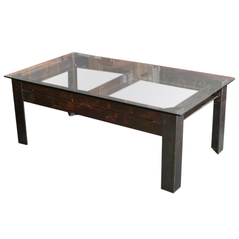 French Industrial Cocktail / Coffee Table For Sale