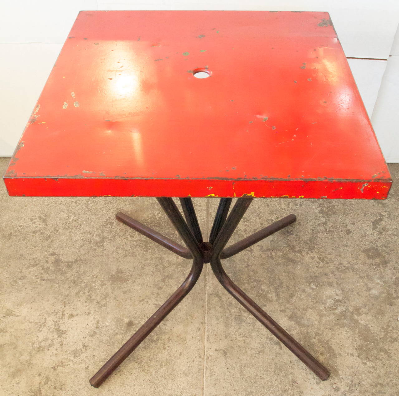 French Mid-Century Metal Bistro Table 1