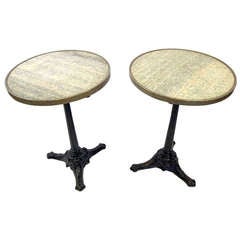 Pair of French Marble Gueridon Bistro Tables Pair of French Marble Gueridon Bistro Tables